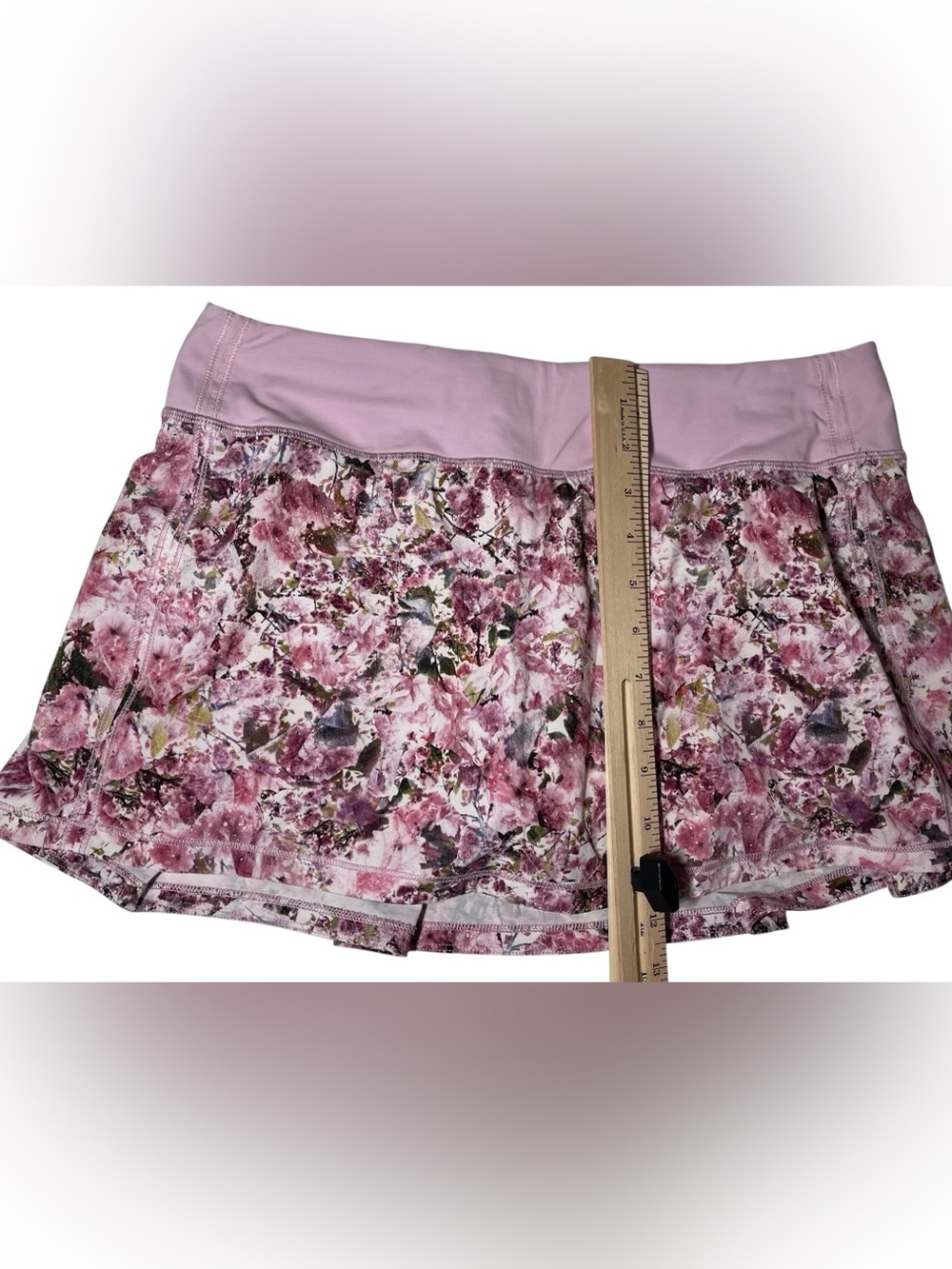 Lululemon Play Off The Pleats Skirt Skort Blossom Spritz Pink Chalk Floral-SZ 8 - Picture 5 of 8